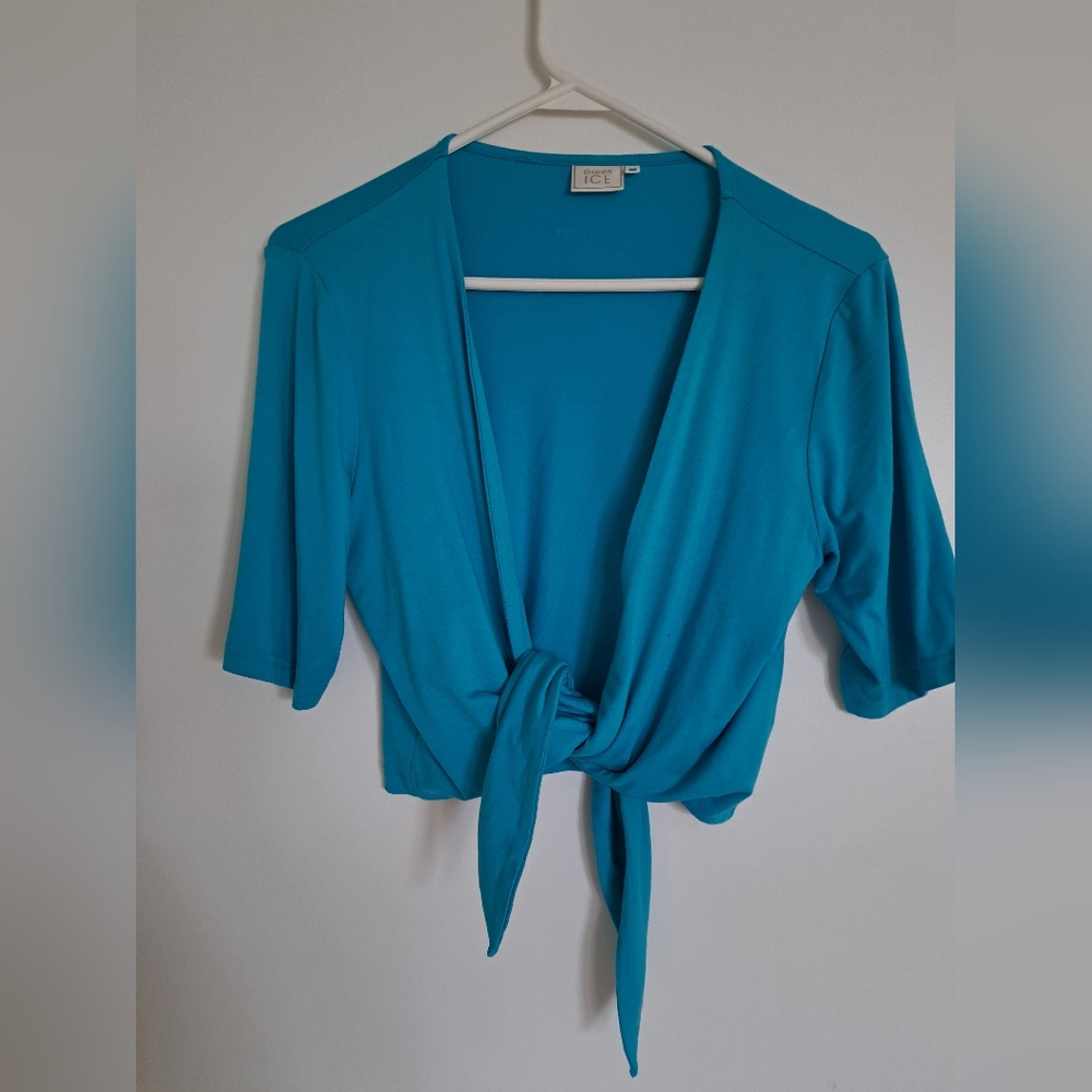 Blue Tie-Front Top